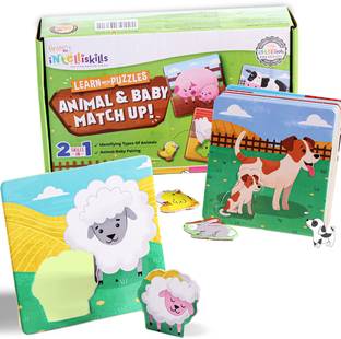 इंटेलीस्किल्स Jumbo Premium 20 Pcs Animal & Baby Match Up Puzzles