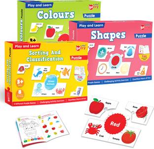 Little Berry Shape, Colour, Sorting & Classification Puzzle Combo For Kids With Activity Book