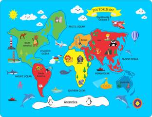 MECDOIT INTERNATIONAL Wooden World Map Puzzle Game for Kids Education