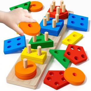 DANDLES Geometry Shape & color Sorter preschool activity Puzzle Toys for Kids