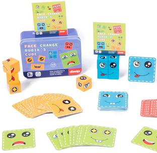 रॉयको Wooden Emoji Cube face Changing Game for Kids Expressions Block Puzzle 3+ Years