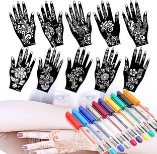 vertexxx Mehndi Sticker Set of 8 Pes|Henna Stencil for Women, Girls and kidsRn1