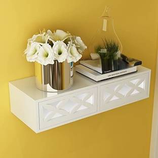 Hindwood Wooden MDF Wall Shelves Drawer 2 For Home Living room And Kitchen MDF (Medium Density Fiber), Wooden Wall Shelf