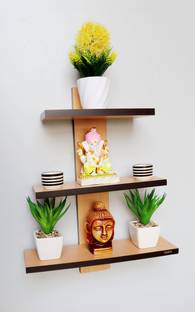 Captiver Batten Decorative Wall Mounted Shelf Set of 3 Beech/Wooden Shelves Rack Particle Board Wall Shelf