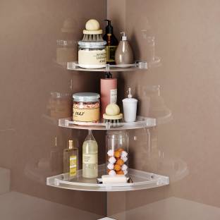 GLOXY Multipurpose Space Saving Corner/Rack for face wash,shower gel,bottle Acrylic, Plastic Wall Shelf