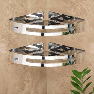 JPS Premium Bathroom Corner Rack, Shelf and Storage Rack for Kitchen,Wall-Mounted Stainless Steel Wall Shelf