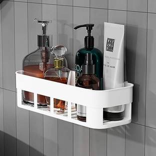 Xena 1 Pcs Bathroom Storage Rack Shelf With Self Adhesive Sticker Plastic Wall Shelf