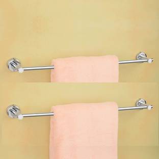 GLOXY by GLOXY Heavy Round 0. Rod/Towel Stand/ Hanger for Bathrooms(Pack of 2) Silver Towel Holder