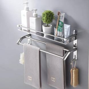 Nexanest Premium Bathroom Accessories/Organizer/Rack Shelf/Stand with Durable hook 14 inch 2 Bar Towel Rod