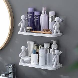 SJK Self Adhesive Multi-Purpose Wall Hanging Humanoid floating Shelf 1.2040 Plastic Wall Shelf