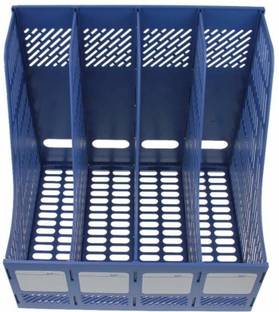 KARTUNBOX 4 Compartments Plastic File Rack Paper Magazine Holder/Desk Book Sorter/Storage Display Bin Desktop Shelf Dividers Cabinet Document Tray Organizer Plastic Wall Shelf