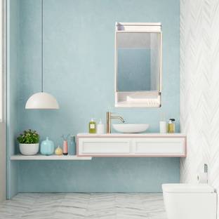 Branco Rich Look Bathroom Mirror Cabinet | Mirror with Shelf | 4 Shelves Storage | Plastic, Glass Wall Shelf
