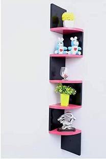 THE PINEWOOD ENTERPRISES Wooden Wall Rack Shelves Zig zag Corner Rack Shelf Wooden, MDF (Medium Density Fiber) Wall Shelf