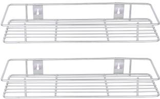 गोपाला Detergent Holder/Bathroom Racks & Shelves/Kitchen Racks/Multipurpose Rack - 12" X 6" Inches Stainless Steel Wall Shelf (Pack of 2) स्टील रसोई रैक
