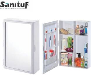 Sanituf Mirror Cabinet for Bathroom || Plastic Mirror Cabinet with Storage Plastic Wall Shelf