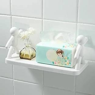 SJK Self Adhesive Multi-Purpose Wall Hanging Humanoid floating Shelf 2*0.398 Plastic Wall Shelf