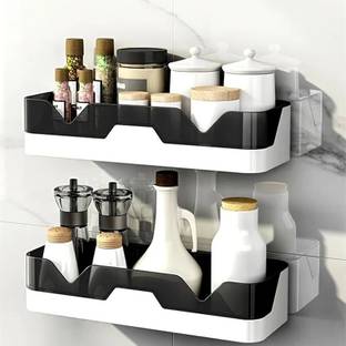 hirva creation Wall Mounted Shower Shelf, Adhesive Plastic Wall Shelf