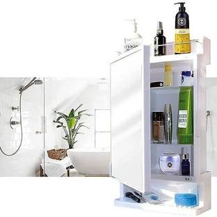 CIPLA PLAST Strong and Heavy Rich Look Storage Cabinet with Mirror- (Cream Color)Ivory- Polypropylene Wall Shelf