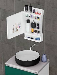Well Set Reflection Haven Bathroom Mirror Cabinet Plastic Wall Shelf