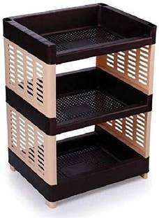 AAKAR - Viva 3 Layer Compartments Plastic Rack for Office, Kitchen and General Use Plastic Wall Shelf