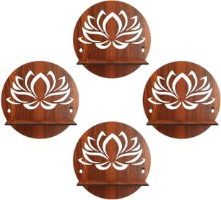 Gojeeva Home Decor Pot Stand Set of 4 Pieces Decorative Wooden Wall Hanging(DIY) Wooden Wall Shelf