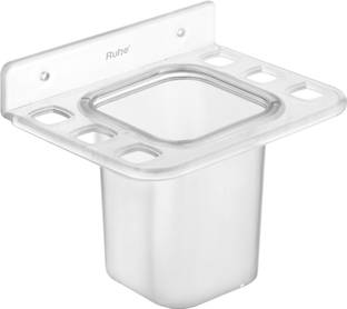 RUHE ABS 2 In 1 Shelf Tray | Tumbler Holder With Toothbrush Holder | Plastic Wall Shelf