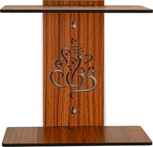 Gojeeva Engineered Wood Light Brown Ganesh Ji Pattern Wall Shelve Storage for Home Décor Wooden Wall Shelf
