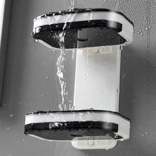 FLIPXEN Wall Mounted Double Layer Soap Dish Punch-Free Drawer Kitchen Sponge Storage Box Plastic Wall Shelf