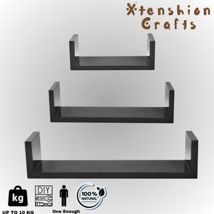 Xtenshion Crafts Xtenshion Craft U-Wall Shelve Materiel Rust Proof Well Shelve Wooden Wall Shelf
