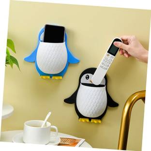 COFP 2PCS Penguin Toothbrush Holder/Brush Stand/Pen Holder/Kitchen/Bedroom/Office. Plastic Wall Shelf