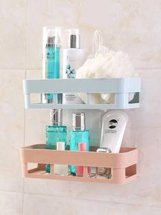 Drosselz Storage Corner Shelf Bathroom Kitchen Rack Self Adhesive Shower Caddy Multipurpose Tooth Brush Holder/Stand/ Toilet Accessories Toothbrush, Toothpaste, Makeup Brushes Holder Plastic Toothbrush Holder