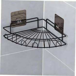 busaji enterprise Adhesive L-Shape Corner Shelf/ Rack/ Storage Organizer for Bathroom & Kitchen... Iron Wall Shelf