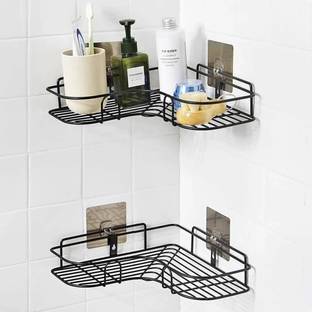 kedarnath Multi-use Self Adhesive Kitchen (PACK OF 1) Bathroom Corner Shelf,storage Rack Steel Wall Shelf