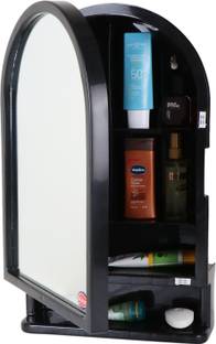 CIPLA PLAST Ideal Mirror Cabinet | Multipurpose Cabinet | Home Decor | White Plastic Plastic, Glass Wall Shelf