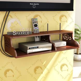 HOME SPARKLE Wooden Set Top Box Stand/DTH Stand/WIFI Router Stand,Wall Mount with Wifi Holder Wooden Wall Shelf