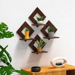 CRAFTY COTTAGE 2 Piece Decorative Wooden Wall Hanging for Home Decor Office Wooden Wall Shelf