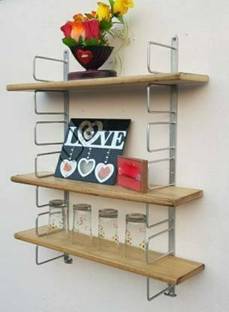 classiconline Containers Kitchen Rack Iron, Wood Kitchen / Kitchen Wall Rack /