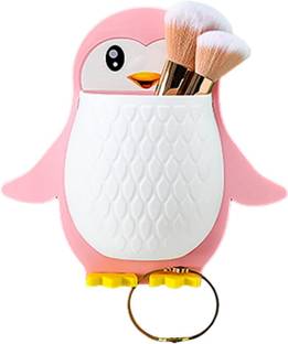 Qrex Toothbrush Holder Penguin Wall Mounted for Makeup Tools, Pens, Kitchen Plastic Wall Shelf
