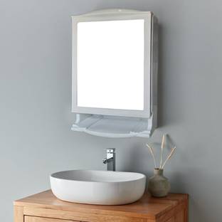 URBAN CHOICE RoyalLook_White:MultiPurpose Mirror Cabinet Plastic Wall Shelf