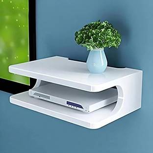 HAPY HAVEN Hapy Haven Set Top Box Stand, Wifi Router Holder And Stand For Living Room MDF (Medium Density Fiber) Wall Shelf