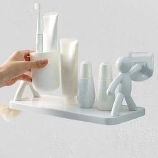 SJK Self Adhesive Multi-Purpose Wall Hanging Humanoid floating Shelf 2*0.273 Plastic Wall Shelf