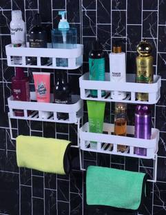 Attilio Bathroom Self 4 With 2 Towel Hanger Adheshive Sticker 8 Plastic Toothbrush Holder