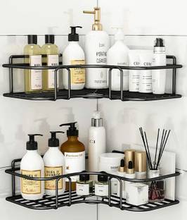 Flipkart SmartBuy Wall Sticker Mounted Bathroom Corner Shelf (Pack Of 2 With Different Size) Iron Wall Shelf