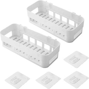 QXORE Bathroom Rack Shelf Shelvesh Pack of 2 Shelves for plastic stand Plastic Wall Shelf