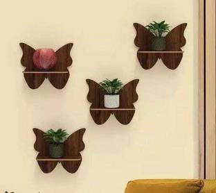 Aarul Fashion Butterfly Pot Stand For Wall Decoration /home /office /bedroom /living room वुडेन वॉल शेल्फ