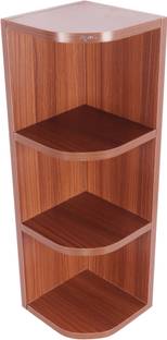 Captiver Eden Corner Wall Shelf Set of 4 Classic Walnut 20X20X68 cm/Books Wood Display Rack Stand Holder Organiser Storage Big Size Office Unit Items Brackets Particle Board Wall Shelf
