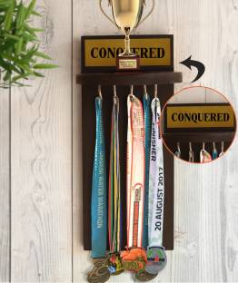 TIED RIBBONS Award Medal Display Rack and Trophy Shelf for Home Decoration and Gifting Wooden Wall Shelf