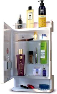 Well Set Bathroom Mirror Cabinet Strong Mounted Organiser Polypropylene Wall Shelf