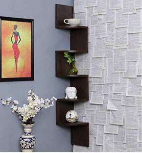WallWonder Wooden Corner Wall Shelf Solutions MDF (Medium Density Fiber) Wall Shelf