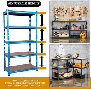 Star Work Iron Rack Shelves Metal Storage Rack for Shop Luggage Shelve Rack (63Hx24Wx12D) स्टील वॉल शेल्फ